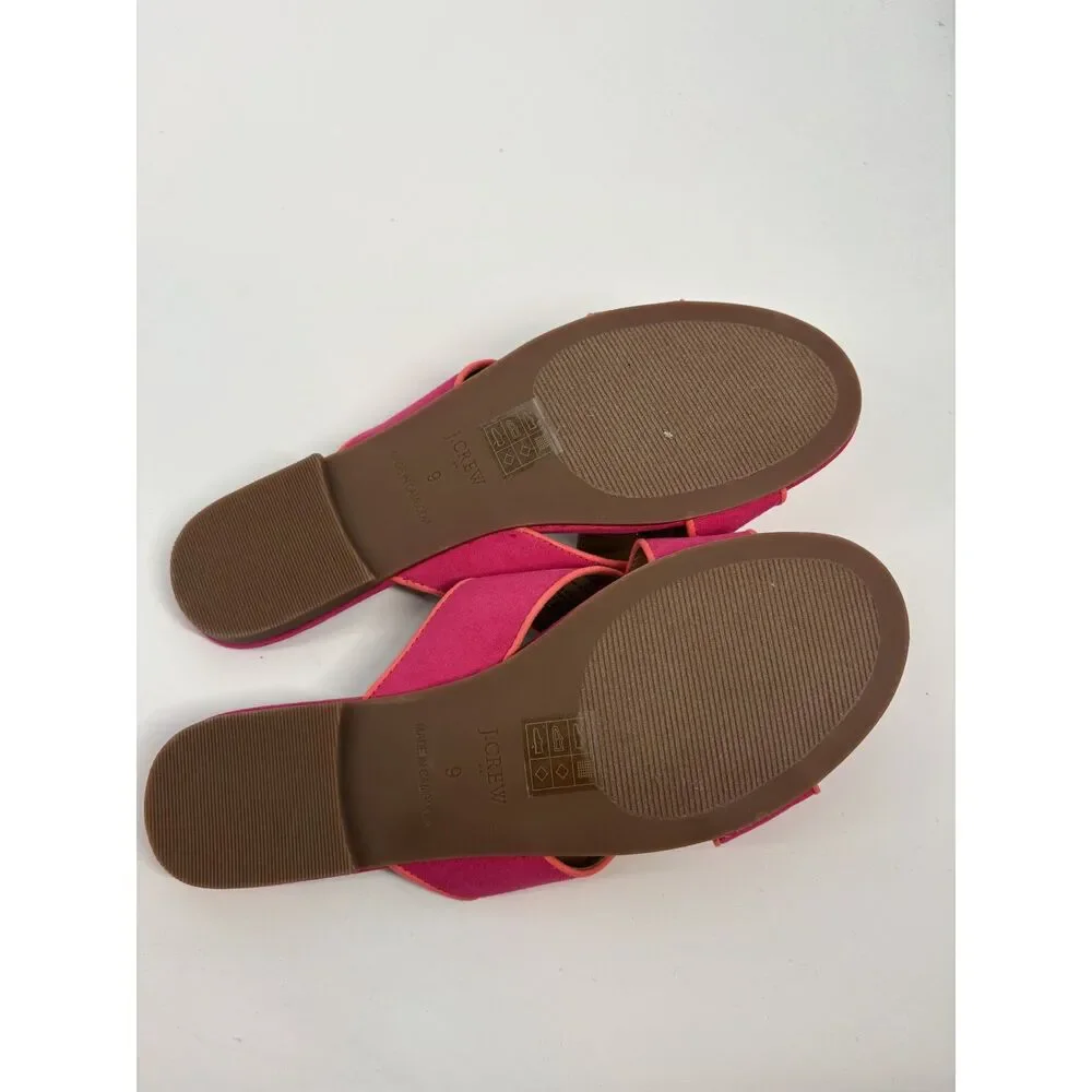 J.Crew Pink Suede Slide Sandals | Crisscross Strap Flat Sandals - Picture 7 of 8